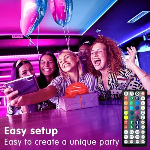 100ft Music Sync Color Changing LED Strip Lights with Remote and App Control D405635