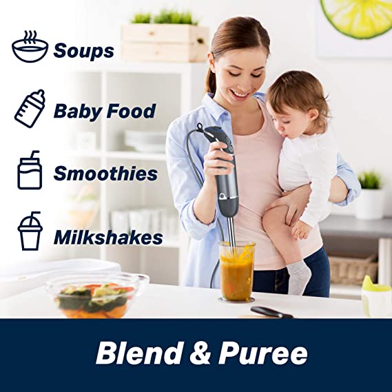 800W 6-Speed Hand Blender with 500ml Food Chopper J956