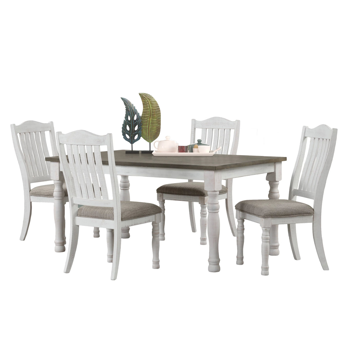 5-Piece Two-tone Brown and White Dining Set O21130