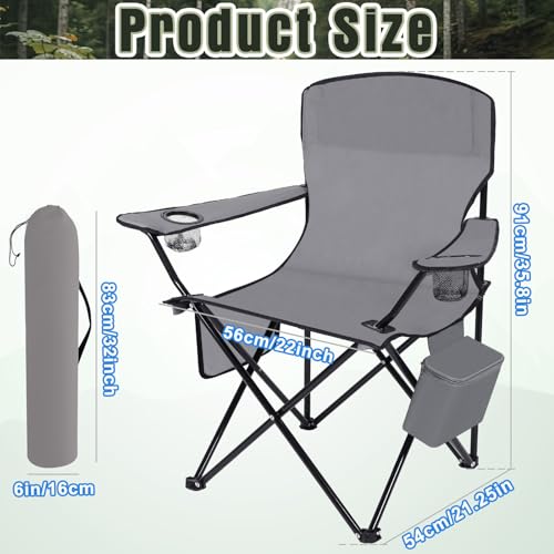 2 Pack Oversized Folding Camping Chair with Cooler Side Pocket Cup Holder Carry Bag (Blue) F449431