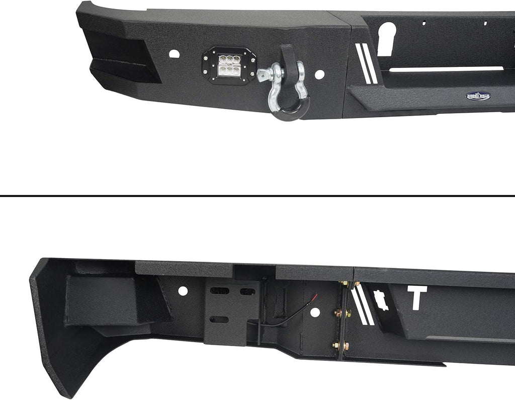 Rear Step Bumper Full Width Texture Steel Back Bumper with LED Lights Z368470