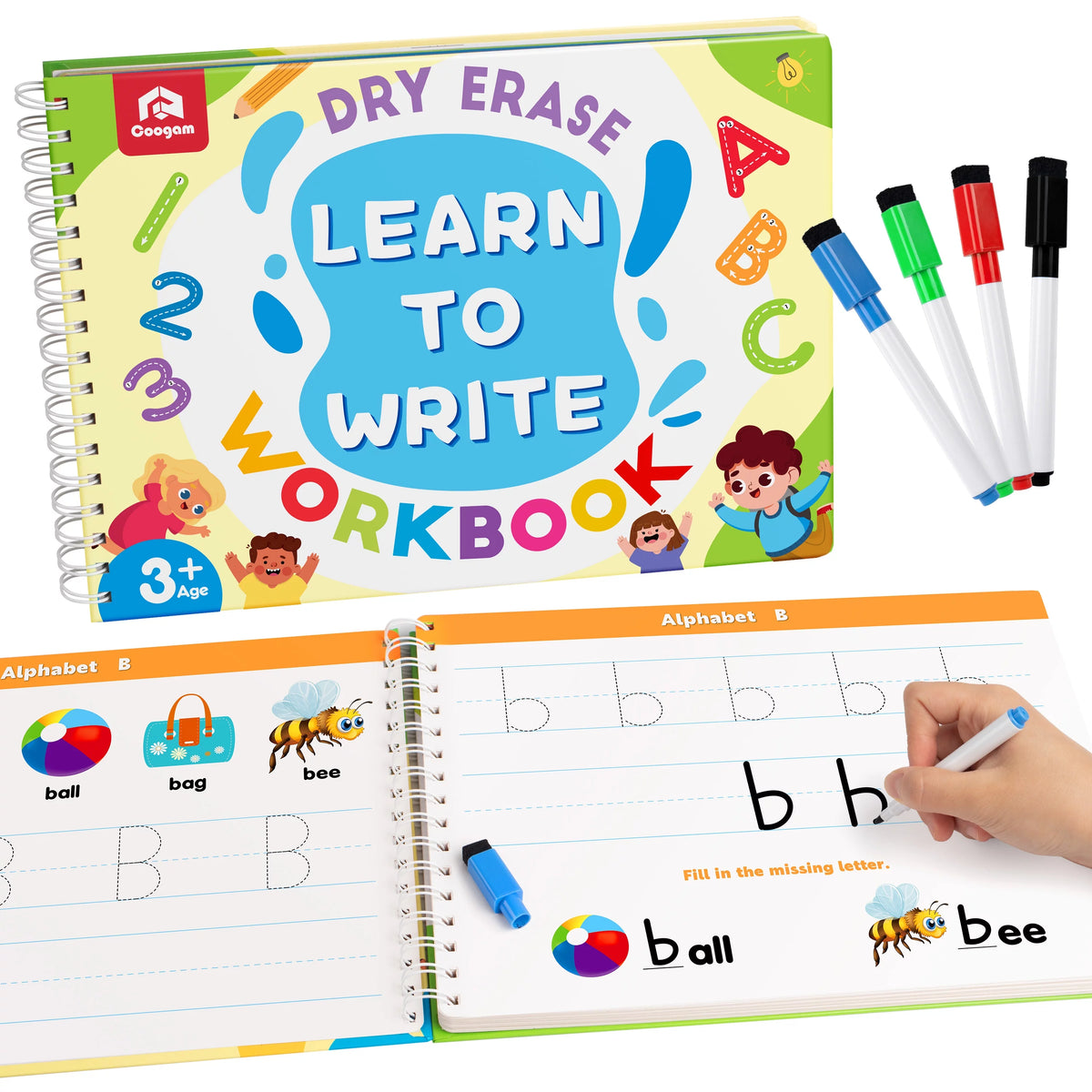 Learn to Write Workbook Numbers Letters Practicing Book ABC Alphabet Sight Words Handwriting Educational Toy U943