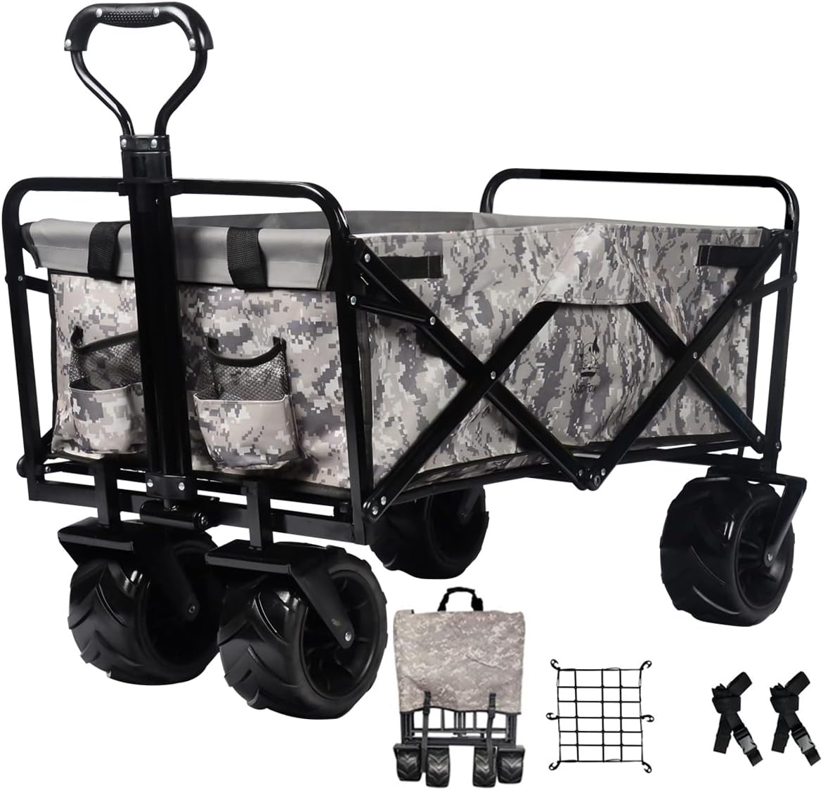 Collapsible Heavy Duty Beach Wagon Cart with Universal Wheels Adjustable Handle S57305
