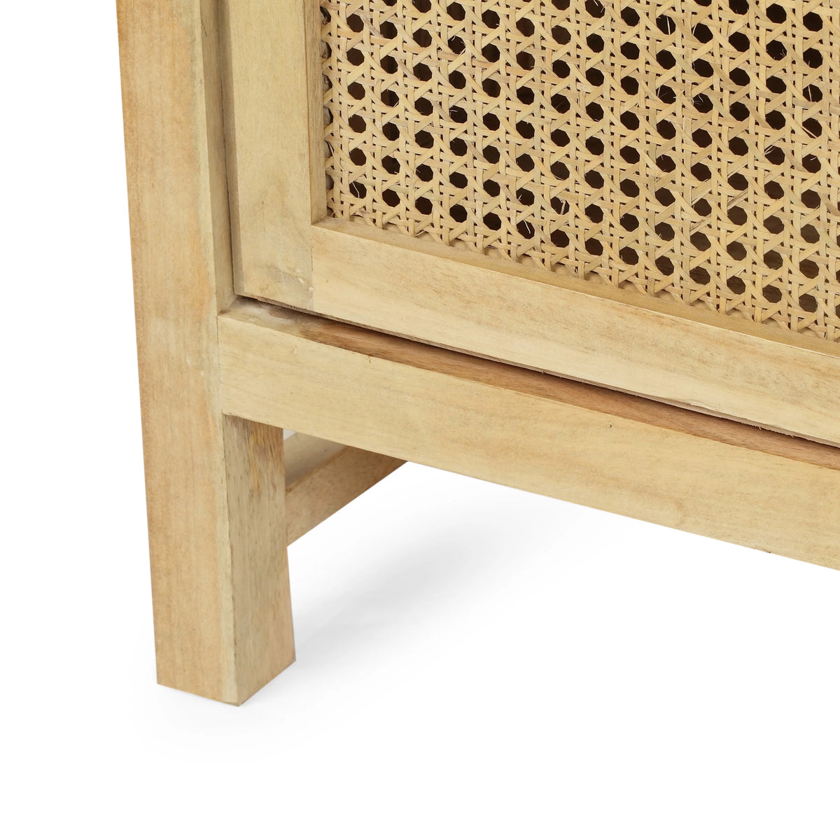 2 Door Mango Wood Cabinet with Wicker Caning W524583