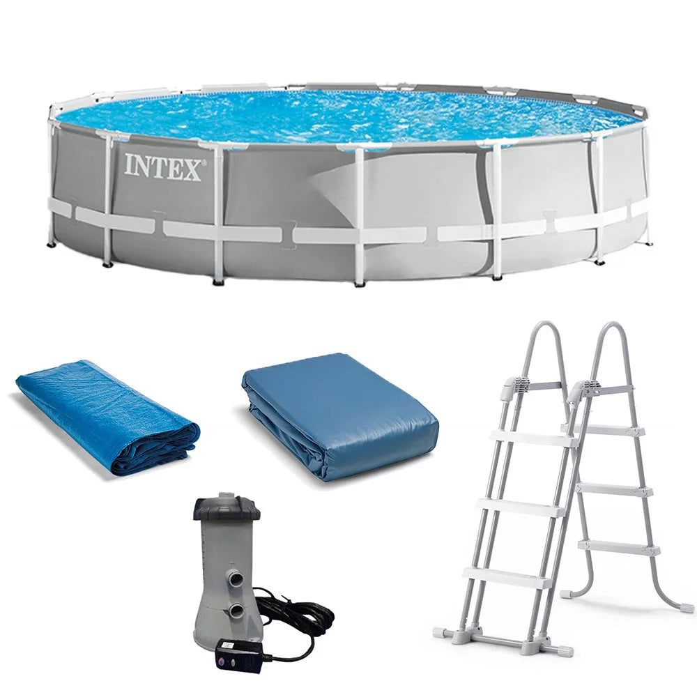 15 Foot x 42 Inch Prism Frame Above Ground Swimming Pool Set with Filter V54117