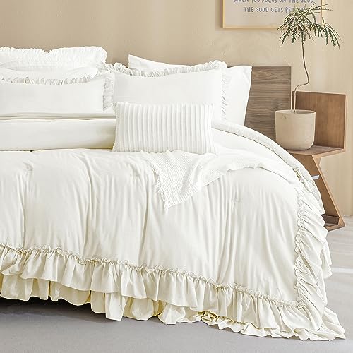 Pink Queen Size 3 Pieces Ruffle Comforter Set O3131