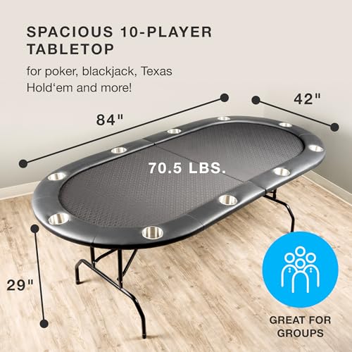 10-Person Foldable Poker Table with Speed Cloth and Stainless Steel Cupholders X45694