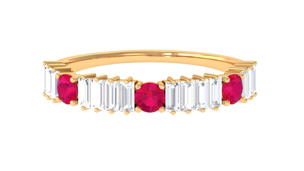 10K Yellow Gold Diamond and Ruby Half Eternity Ring D647332