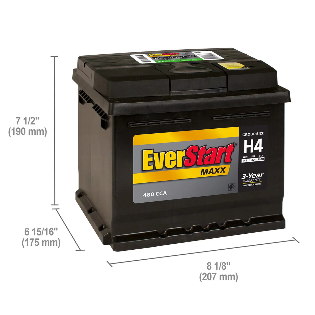 Lead Acid Automotive Battery Group Size H4 12 Volt 480 CCA O901322