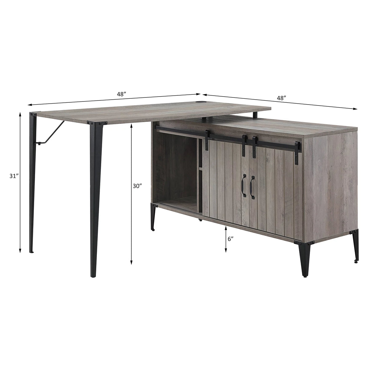 Grey Oak and Black Writing Desk R795122