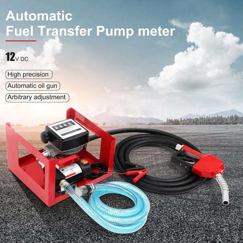 12V DC 155W Automatic Electric Transfer Fuel Pump Meter With Crocodile Clips Hose And Nozzle Q9493