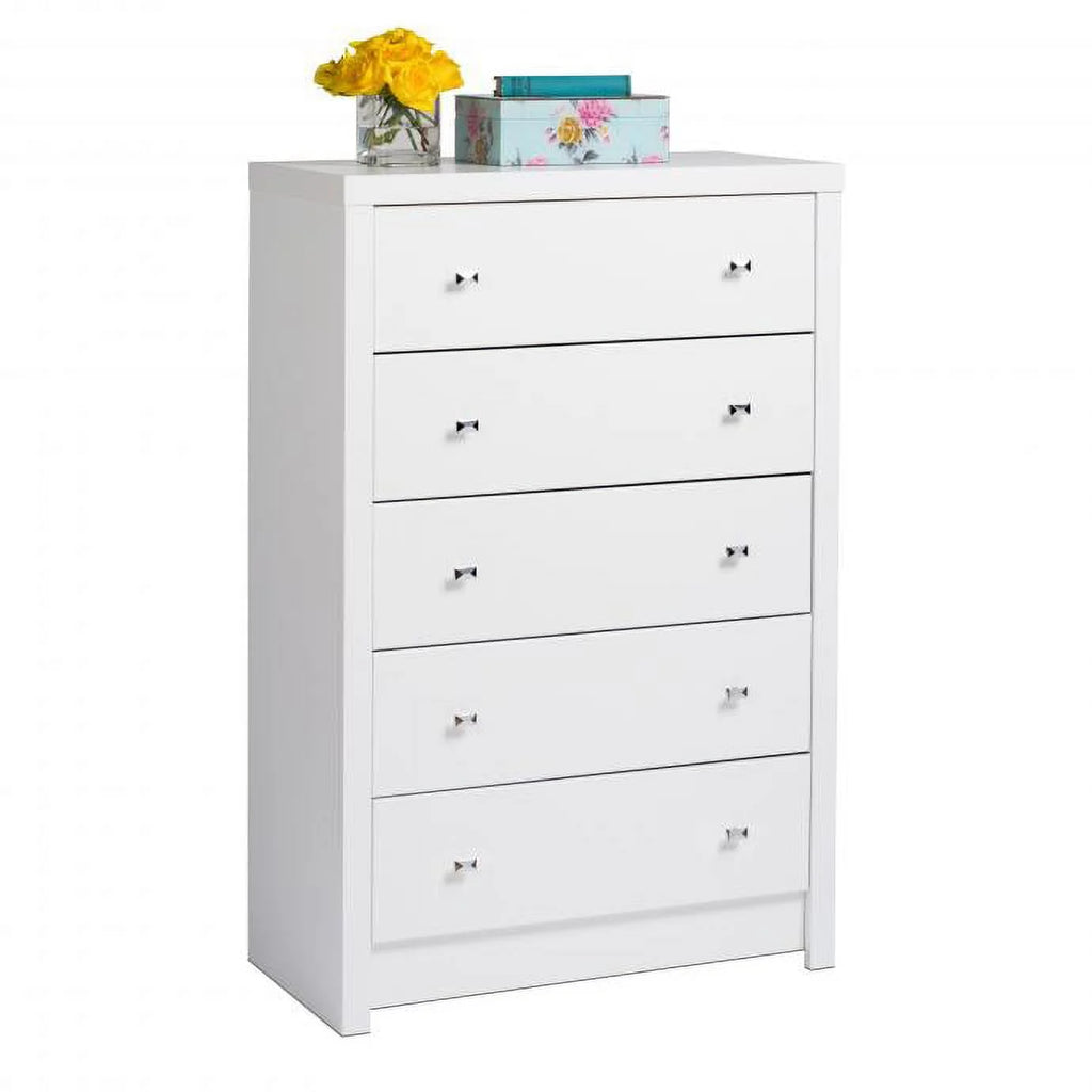 White 5 Drawer Wooden Dresser Chest R27362