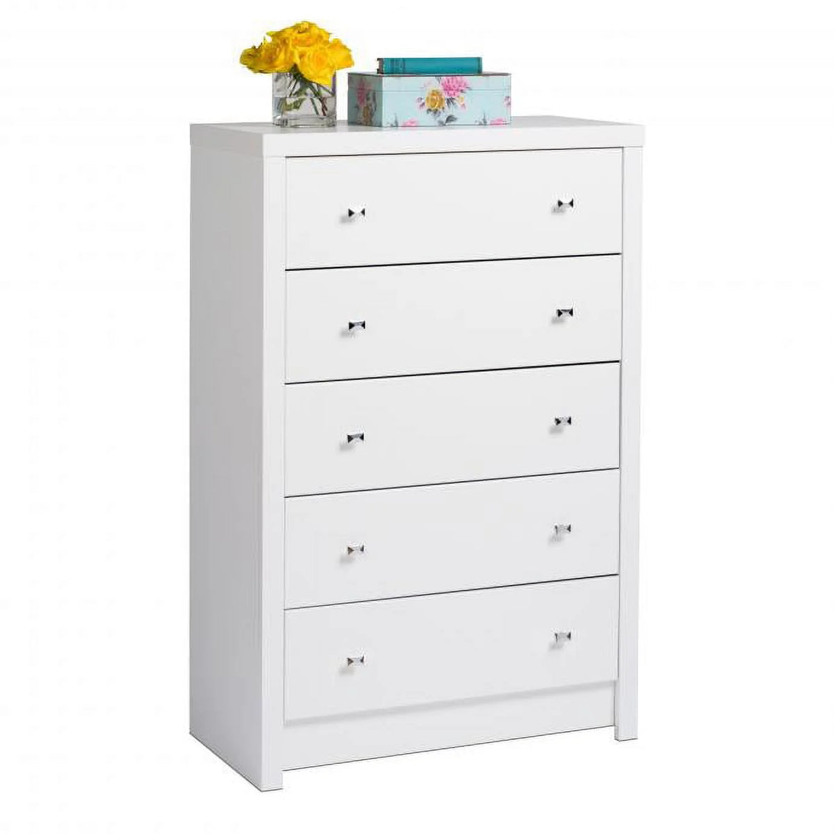 White 5 Drawer Wooden Dresser Chest R27362