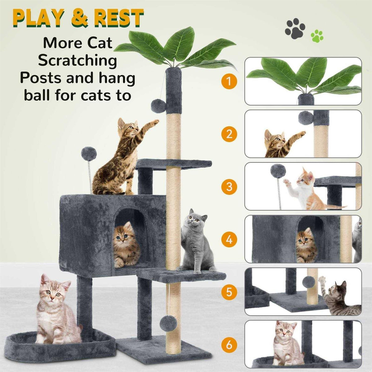 52in Cat Tree with Scratching Posts Z8840