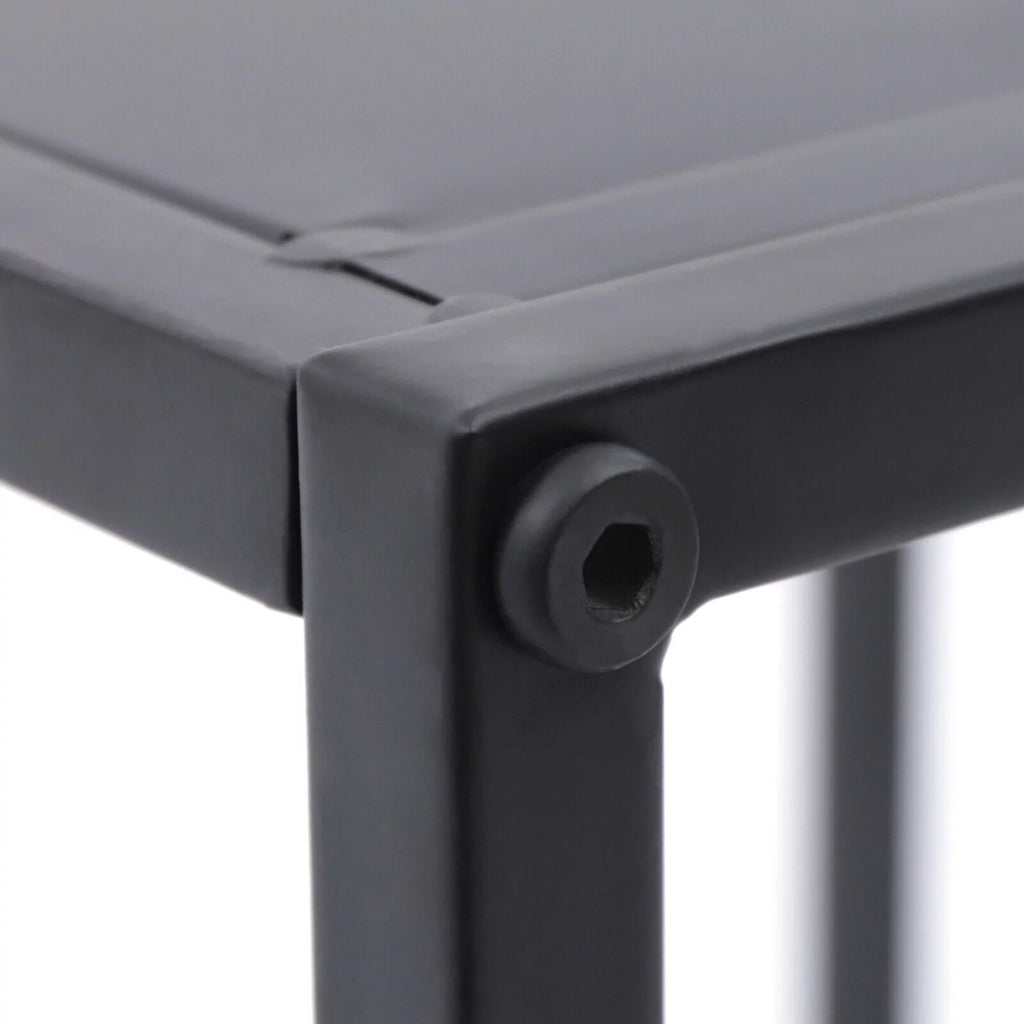 2Pcs Modern Square Metal Coffee Table Side Table End Table Matt Black K93737