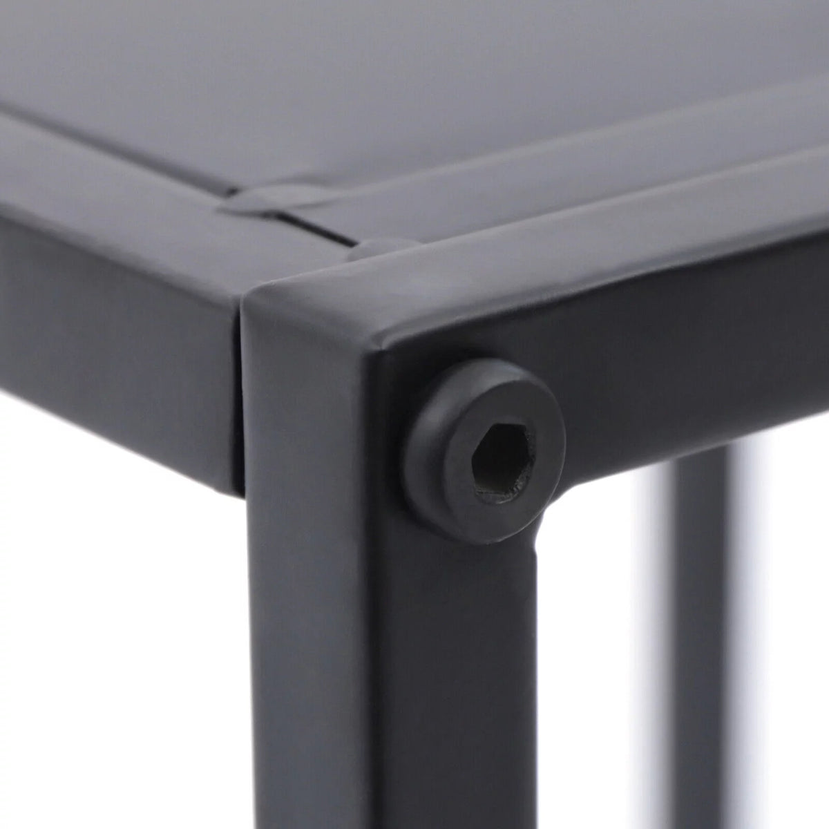 2Pcs Modern Square Metal Coffee Table Side Table End Table Matt Black K93737