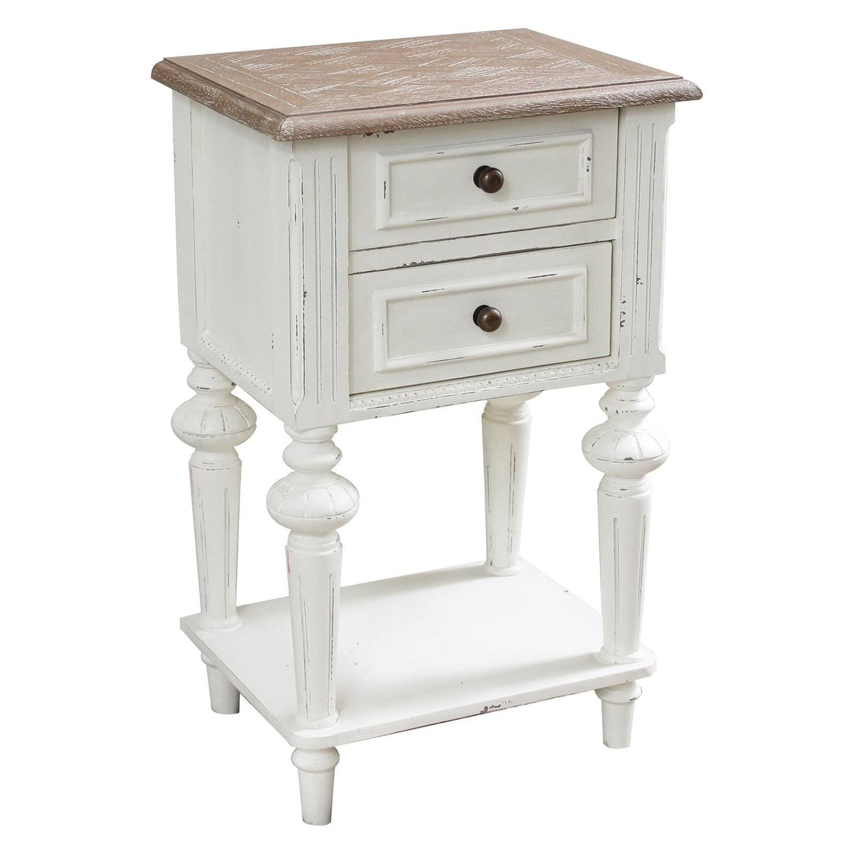 Oak Veneer Two-Drawer Side Table B866506