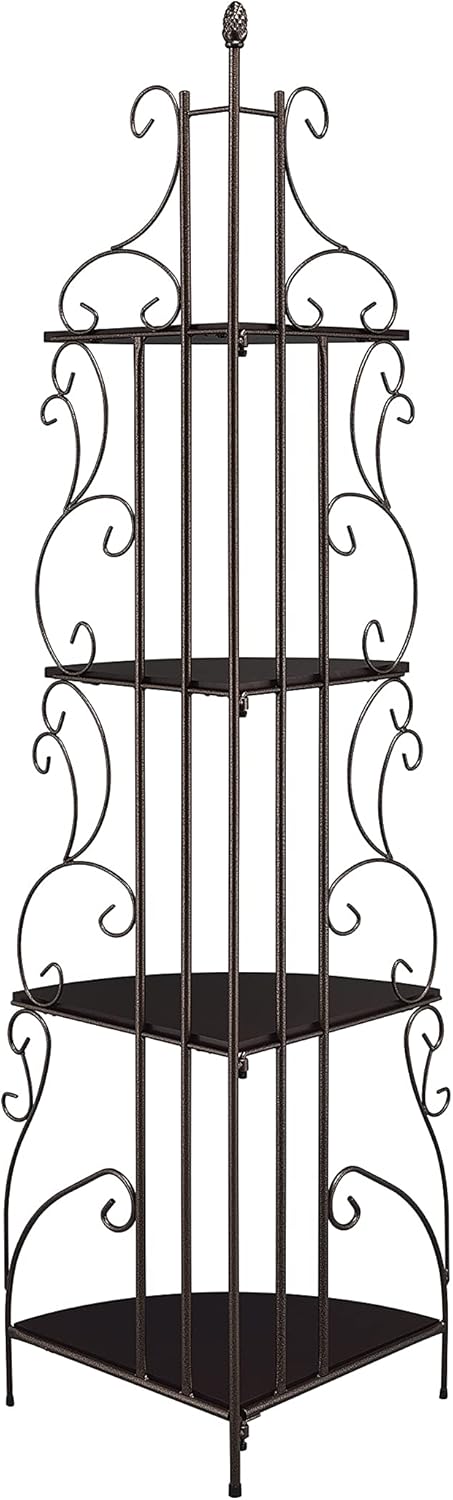 4-Shelf Corner Bookcase Cappuccino and Copper B4999