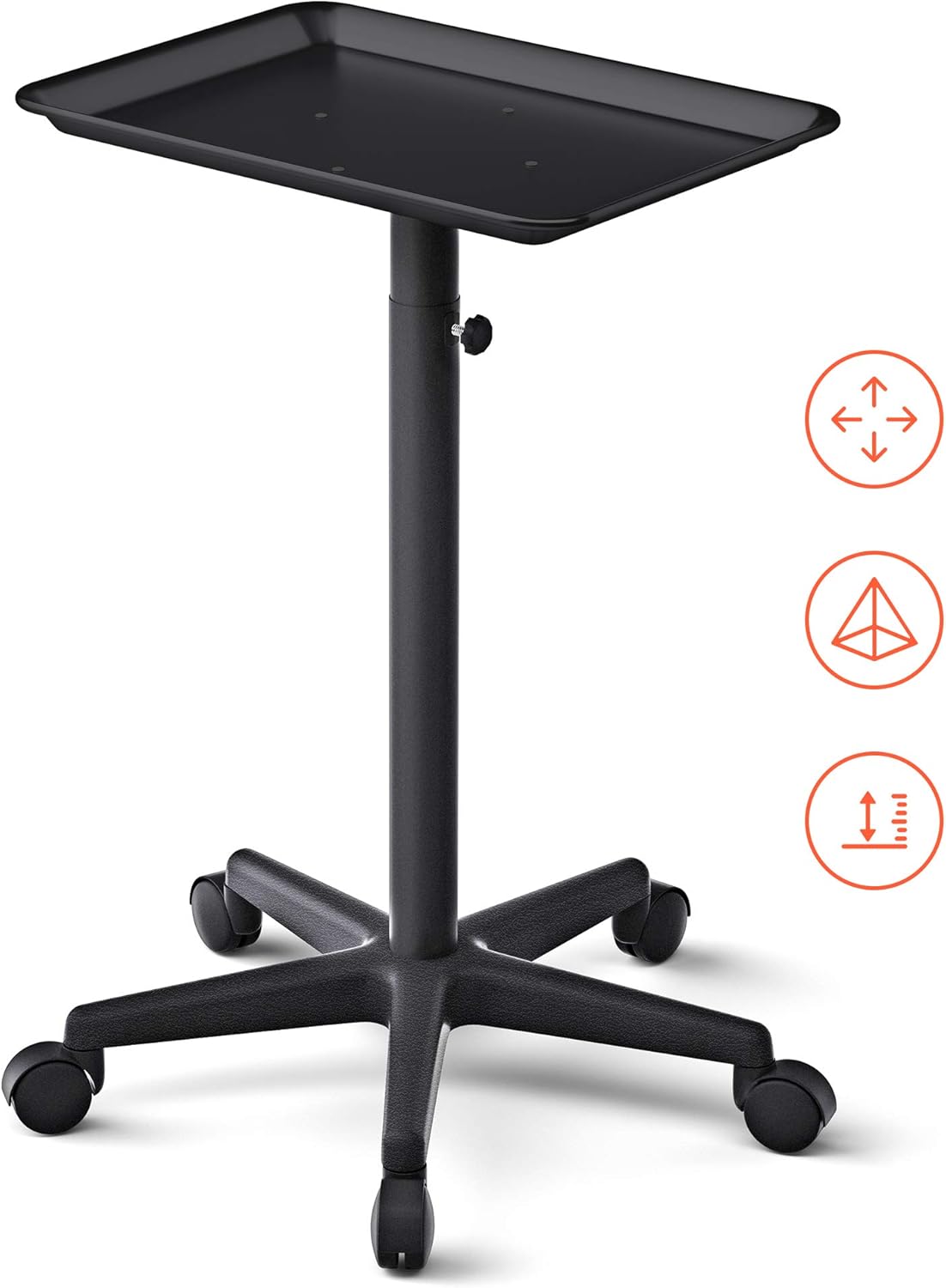 Black Adjustable Salon Tray on Wheels B959