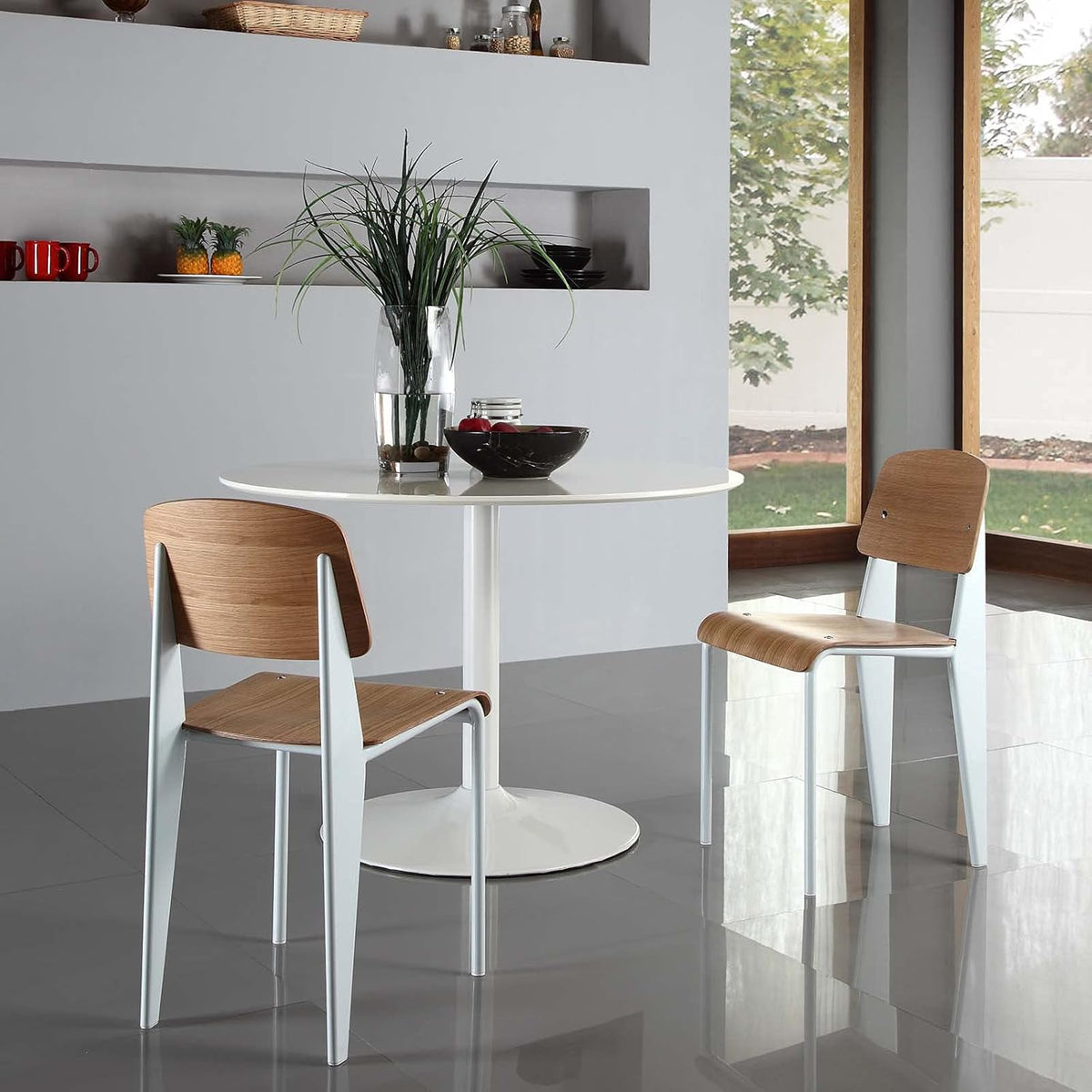Natural White Wood and Metal Dining Chair H49540