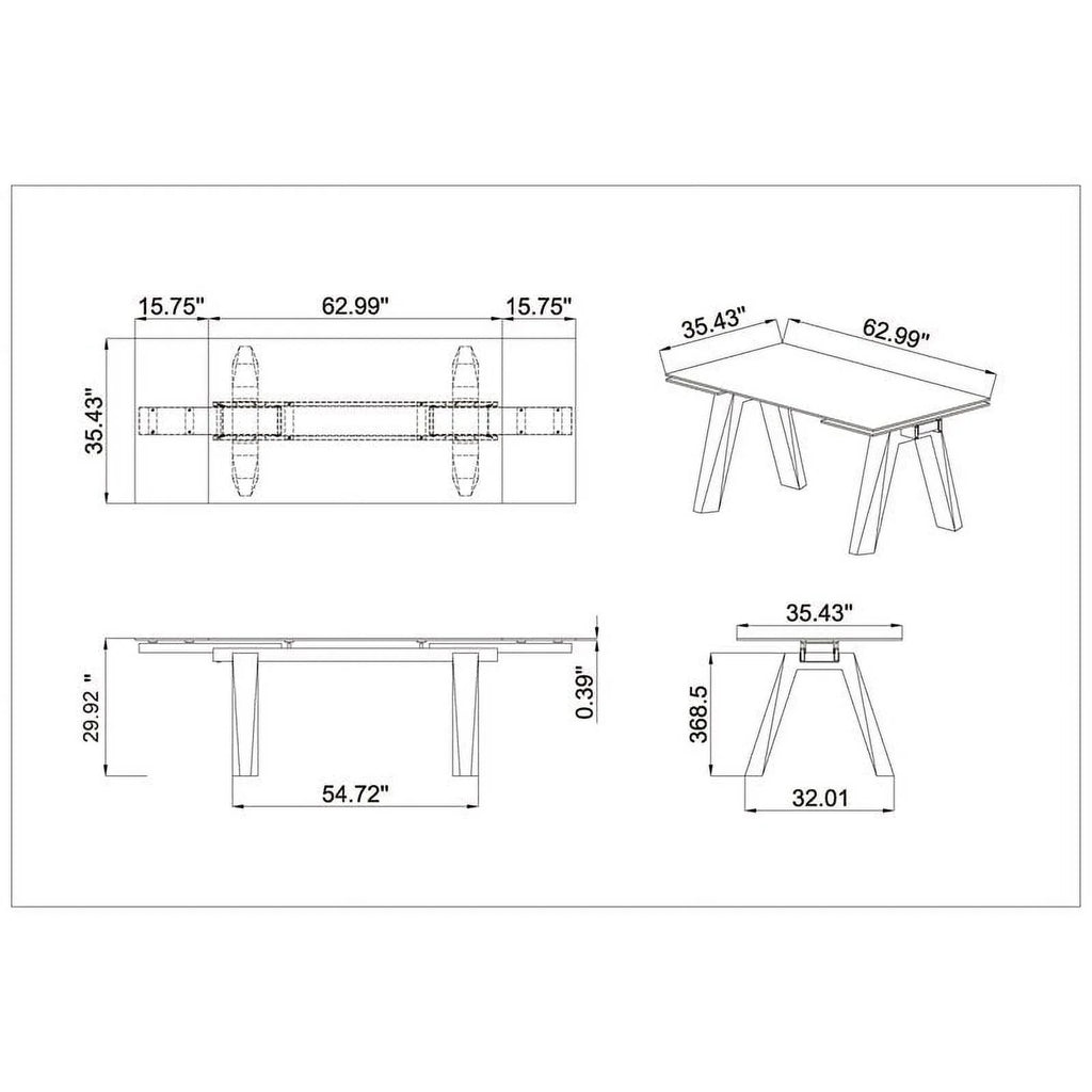 63" Steel and Glass Dining Table Y139