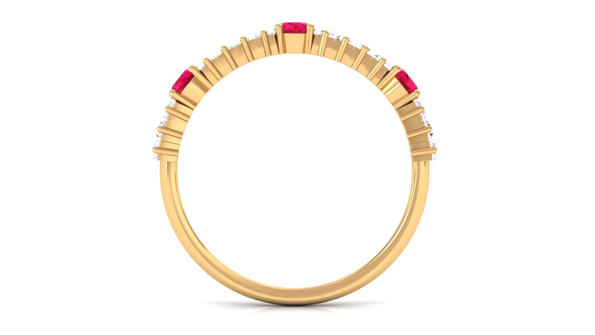 10K Yellow Gold Diamond and Ruby Half Eternity Ring D647332