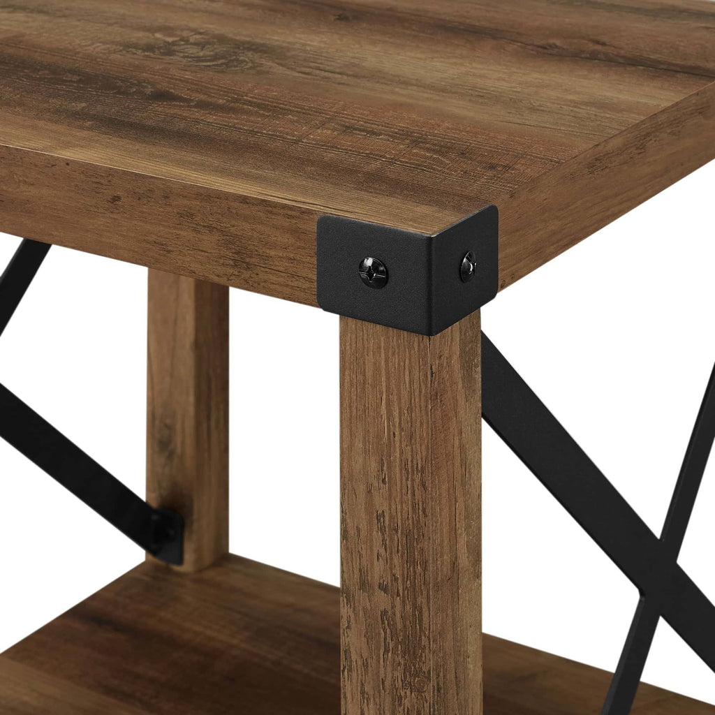 Rustic Oak Metal Side Table H4382