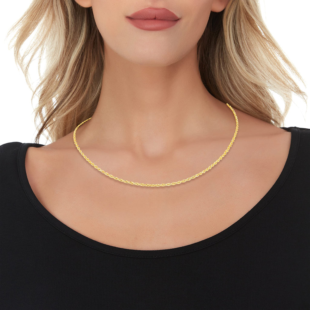 10k Yellow Gold Diamond Cut Rope Chain Necklace W219644