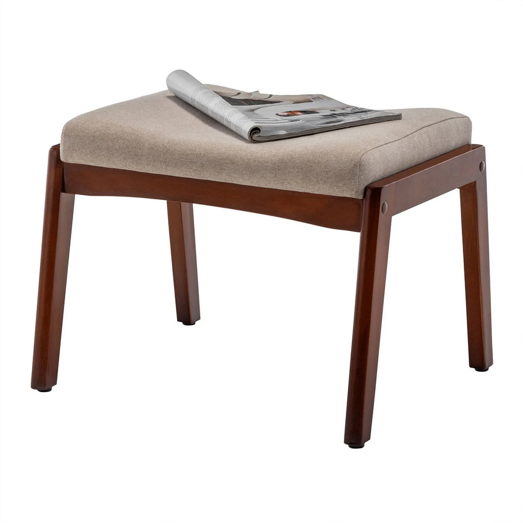 Beige Fabric Accent Lounge Armchair with Ottoman K354