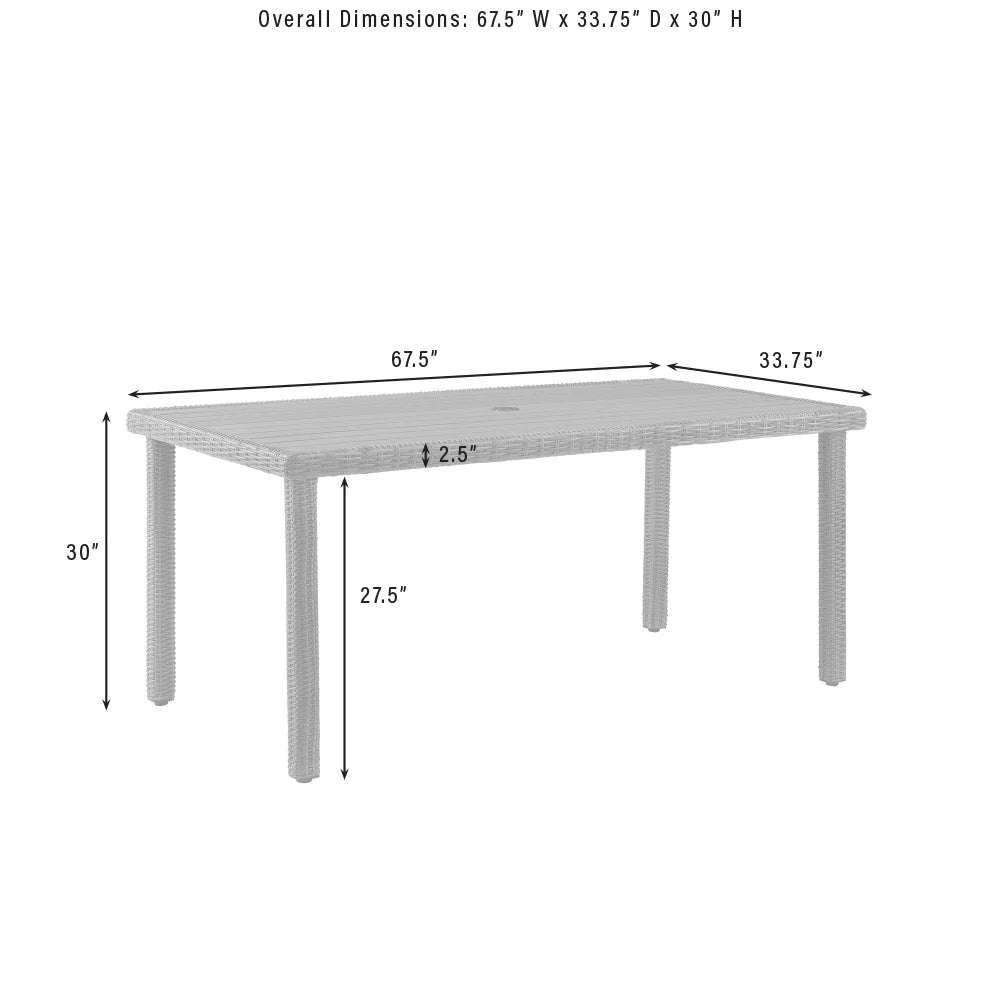 Wicker 6-Person Outdoor Dining Table with Umbrella Hole X354140