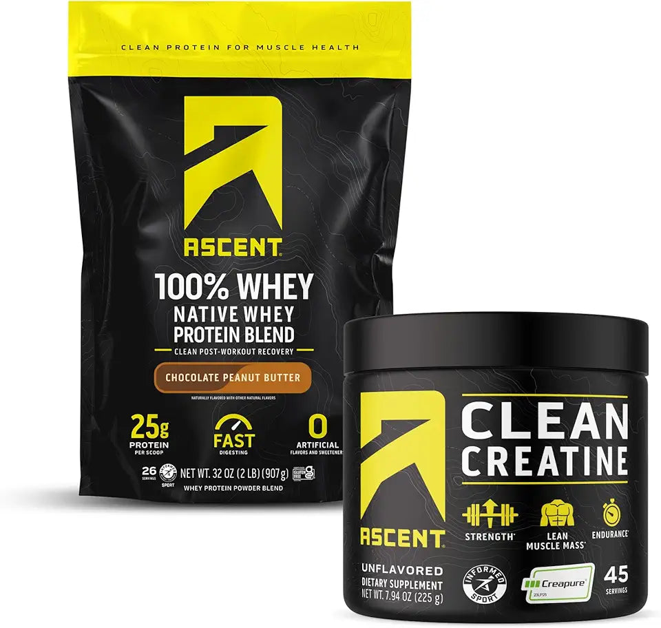100% Whey Protein Powder Chocolate Peanut Butter 2 lb & Creatine Monohydrate Powder Unflavored 45 Servings W351