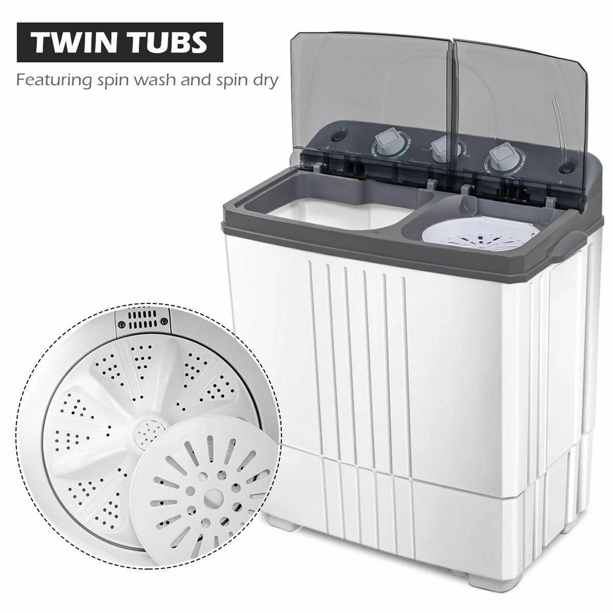 Portable Twin Tub 20 lbs Capacity Washing Machine I781923