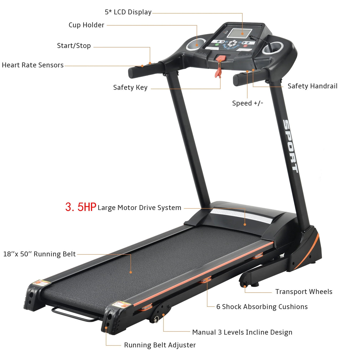 Folding Electric Treadmill with Incline S65892