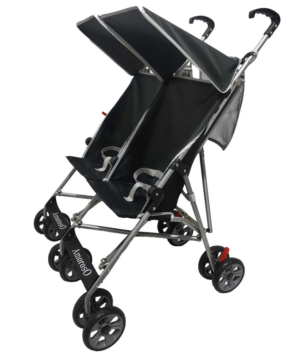 Black EVA Wheel Double Umbrella Stroller X713208