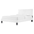 Queen Size White Velvet Platform Bed Frame M3603