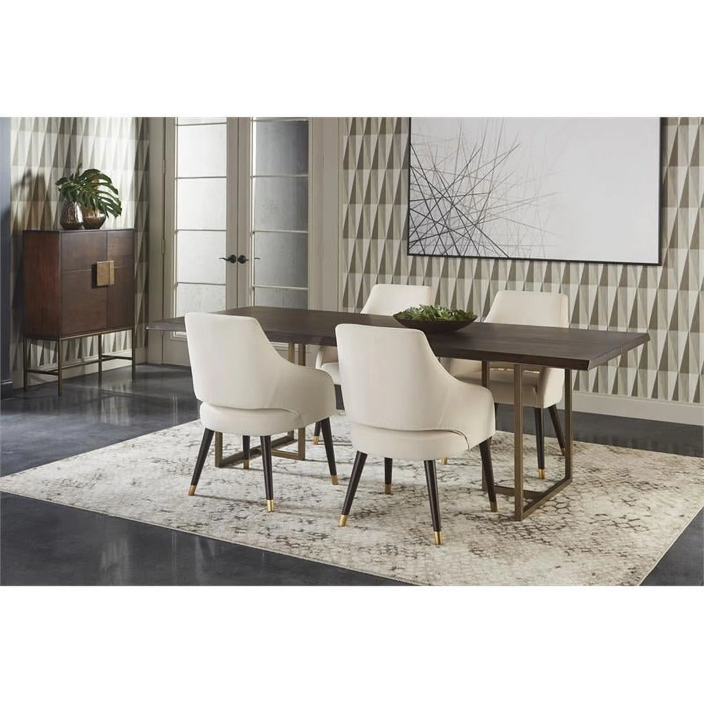 19" Fabric and Wood Dining Armchair in Calico Cream Z4546