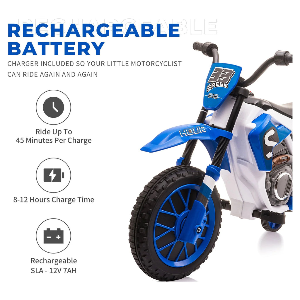 12V Kids Off-Road Ride on Dirt Bike with Training Wheels, Green E1800