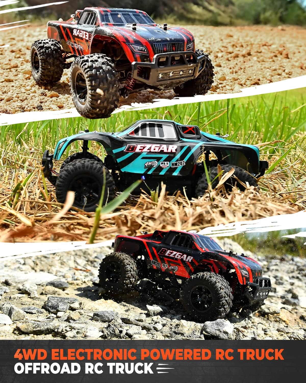 4WD 2.4GHz High Speed Remote Control Off Road RC Monster Car with 2 Rechargeable Batteries L134563