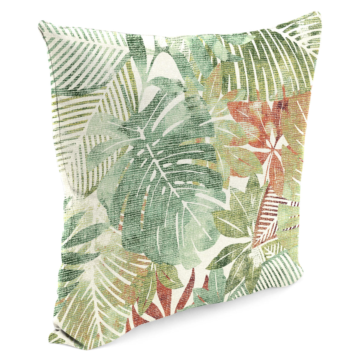 Almond Green Leaves Square Outdoor Throw Pillow 2 Pack L864