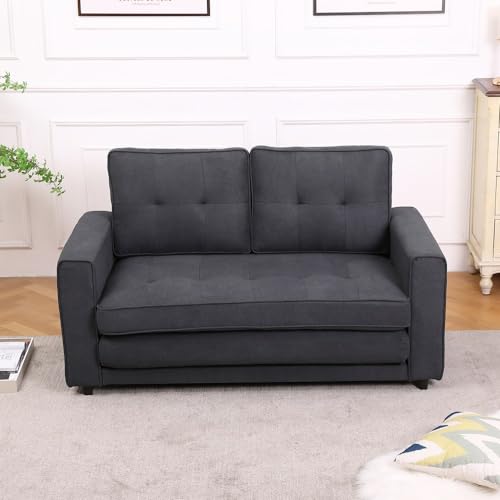 Dark Gray Upholstered Convertible Futon Sofa Bed Y967384