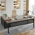 70.8" L-Shaped Computer Desk and File Cabinet Combo with Drawers and Shelves I7313
