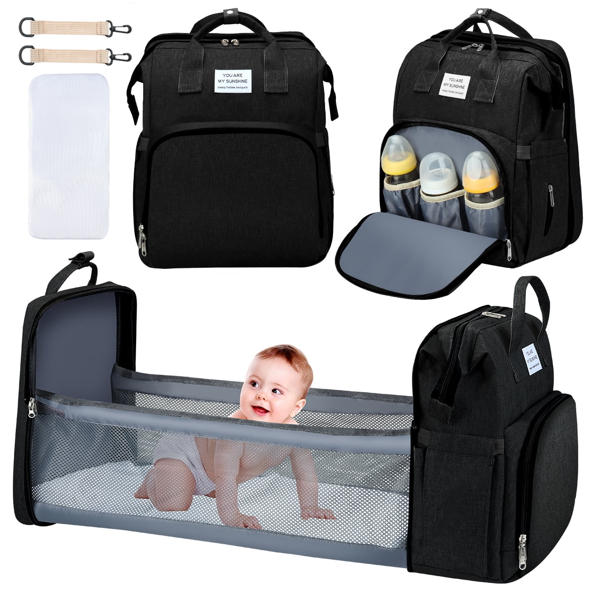 3 in 1 Waterproof Diaper Bag Backpack with Changing Pad T80012