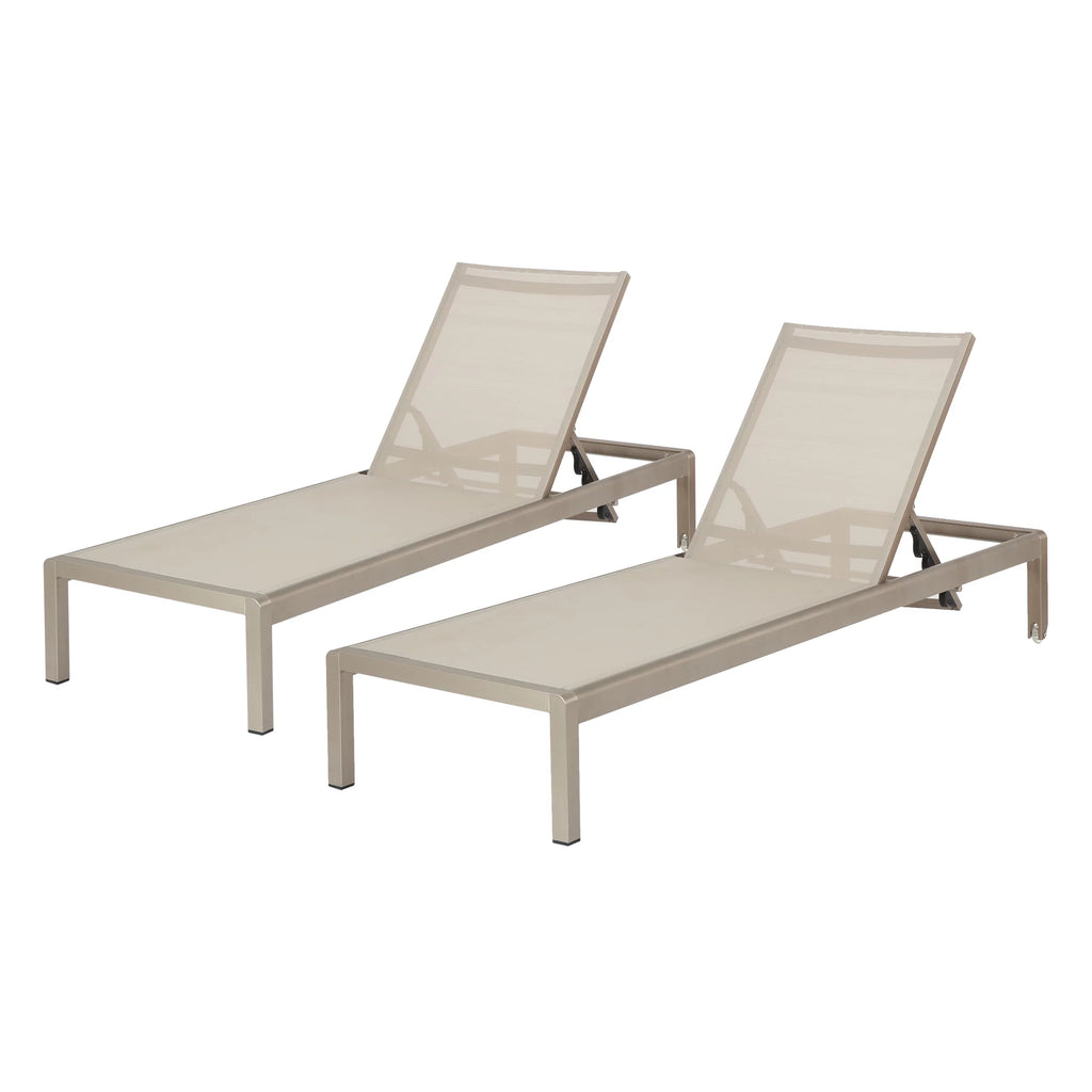 Grey Outdoor Mesh Chaise Lounge Set of Two W190113