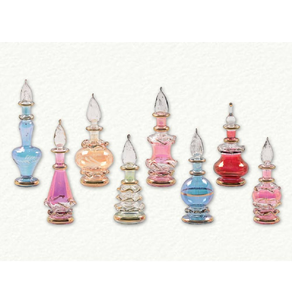 Multicolor Egyptian Blown Glass Perfume Bottles Set of 8 H360824