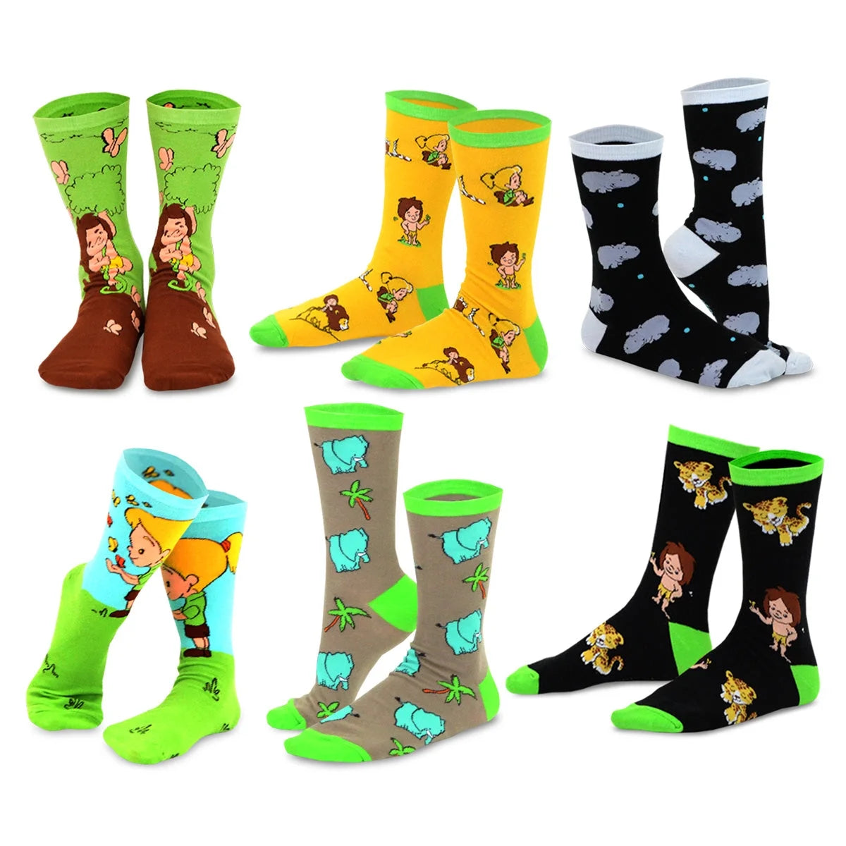 6 Pair Cartoon Animal Crew Socks O424234