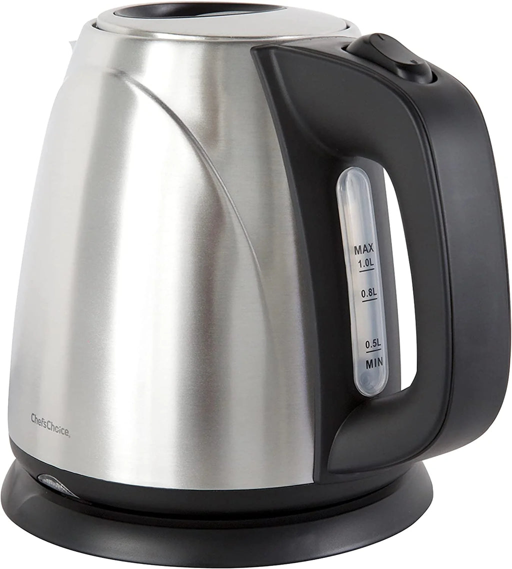 Cordless Compact Electric Kettle in Brushed Stainless Steel, 1-Liter, Silver Q205