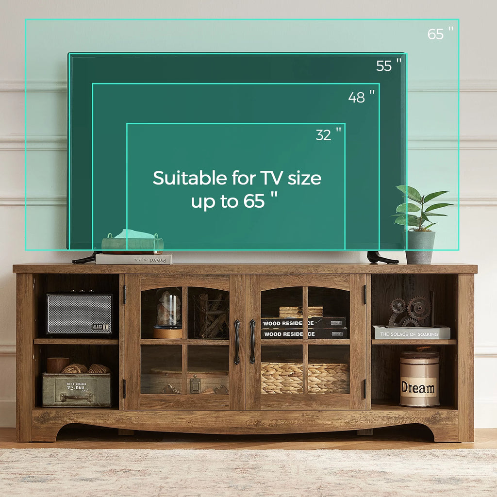 Modern Farmhouse TV Stand with Storage Cabinet and Adjustable Shelves L9702