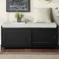 Black Wood Storage Bench with 2 Cabinets M427