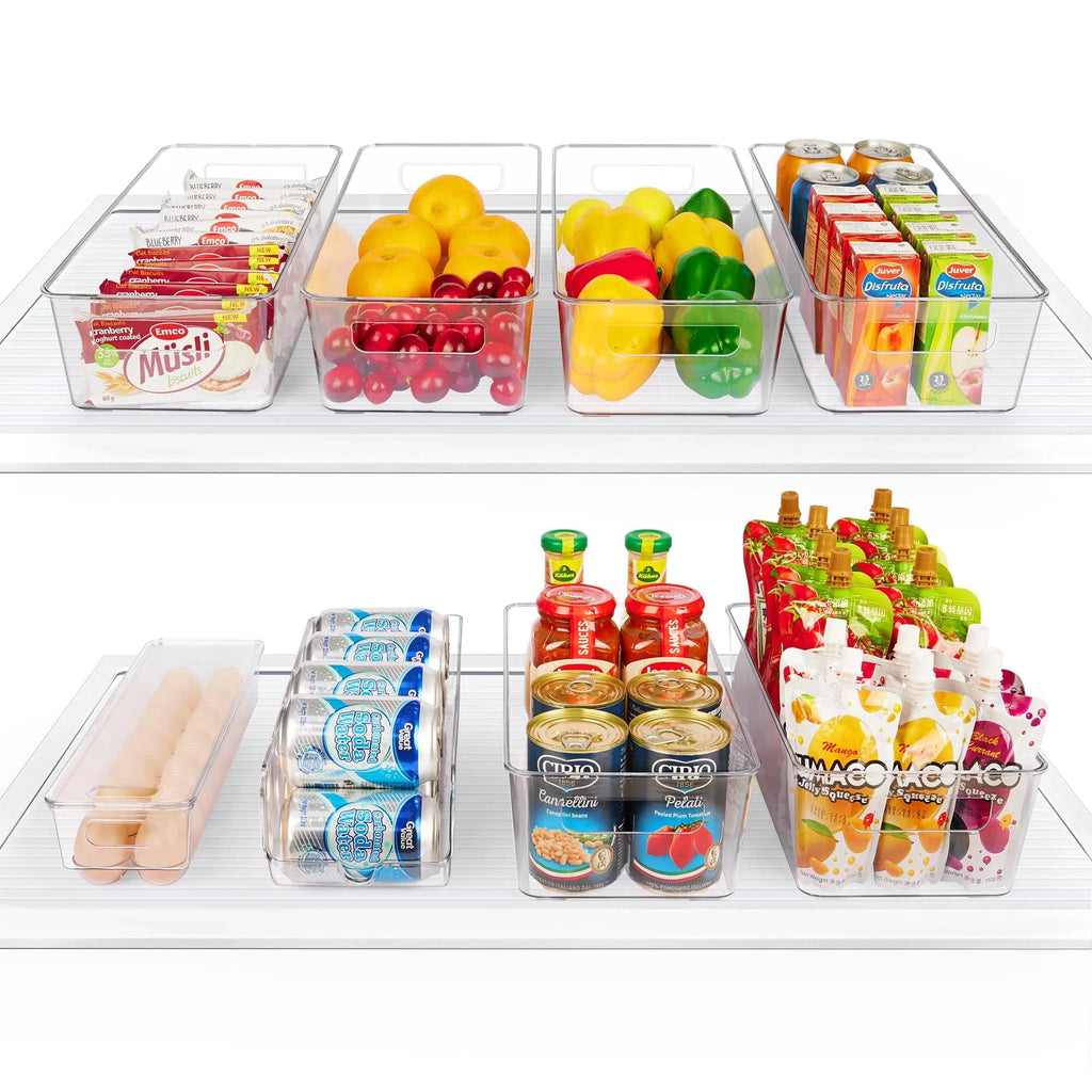 Set of 8 Clear Plastic Refrigerator Organizer Bins Q41462