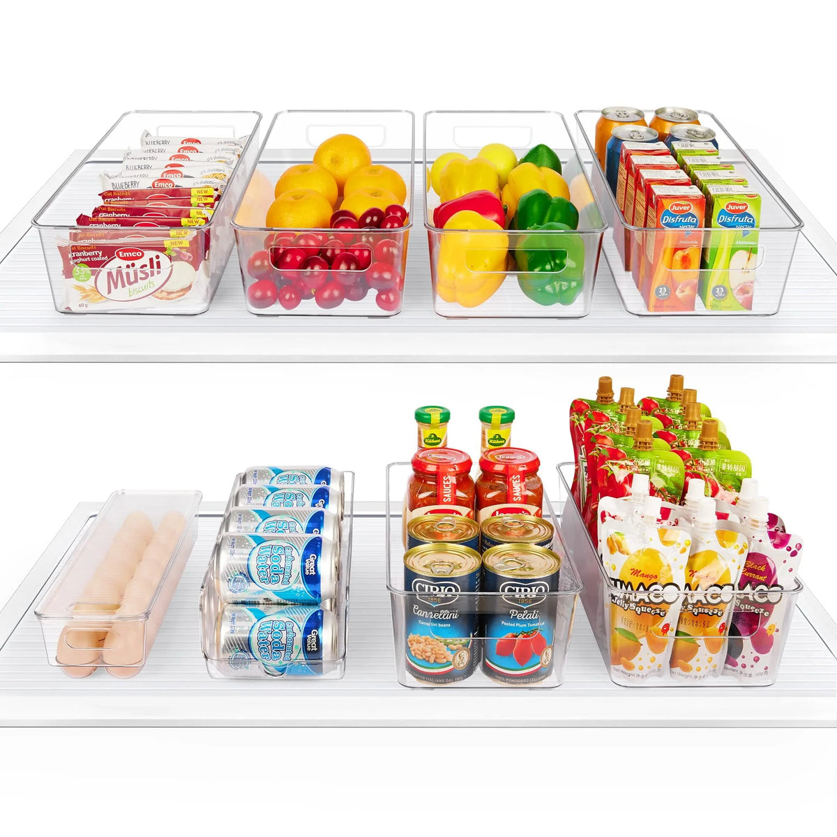 Set of 8 Clear Plastic Refrigerator Organizer Bins Q41462